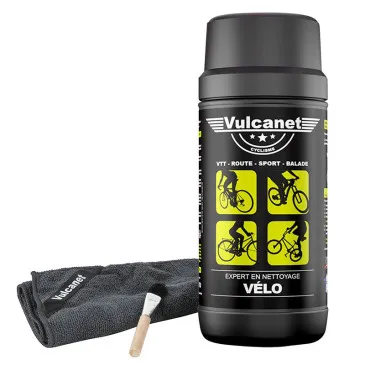 Lingettes de nettoyage vélo Vulcanet avec pinceau et microfibre
