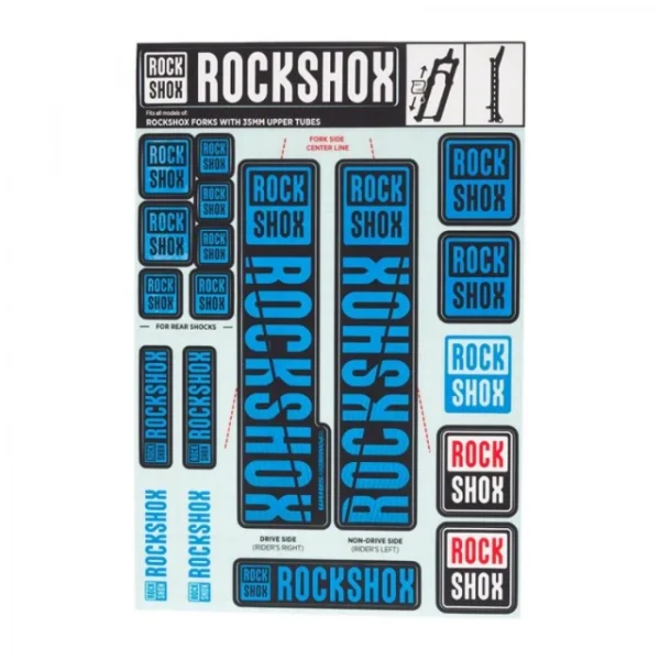 Kit de stickers Rockshox Bleu pour fourches 35mm