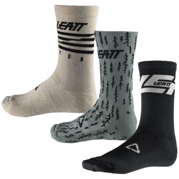 Lot de 3 paires de chaussettes Leatt MTB blanc gris noir 38-42