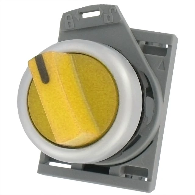 Bouton lumineux jaune Var avec boîtier contact