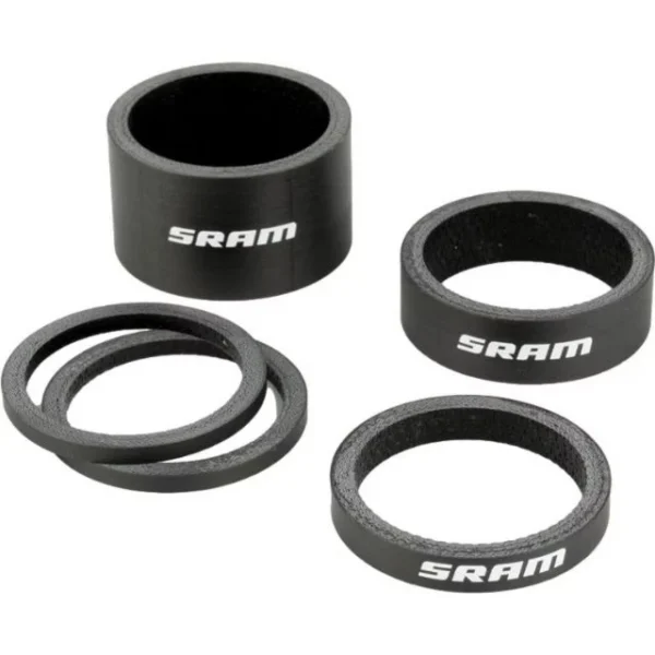 Lot de 4 entretoises carbone Sram UD pivot 1"1/8 logo blanc