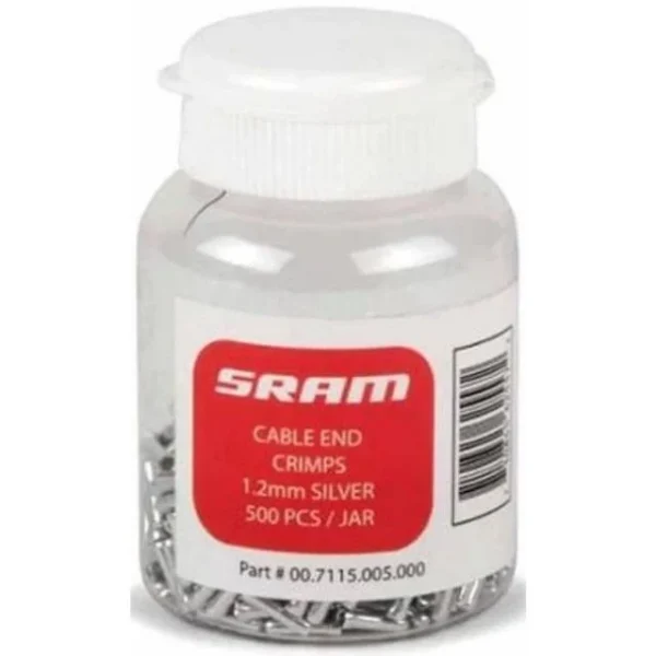 Flacon de 500 embouts de cables de freins Sram 1.8mm Argent