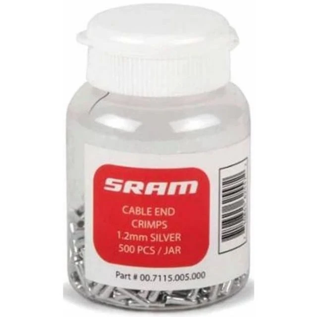 Flacon de 500 embouts de cables de freins Sram 1.8mm Argent