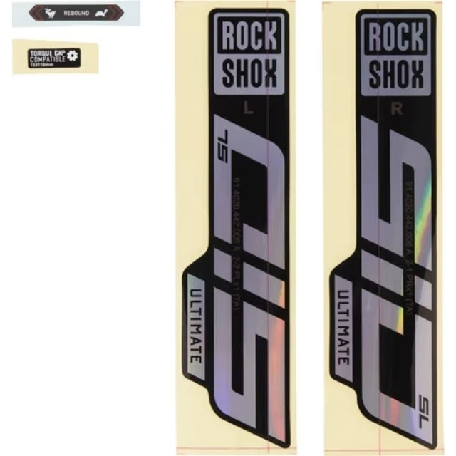 Autocollants Rockshox SID SL Ultimate arc en ciel et noir
