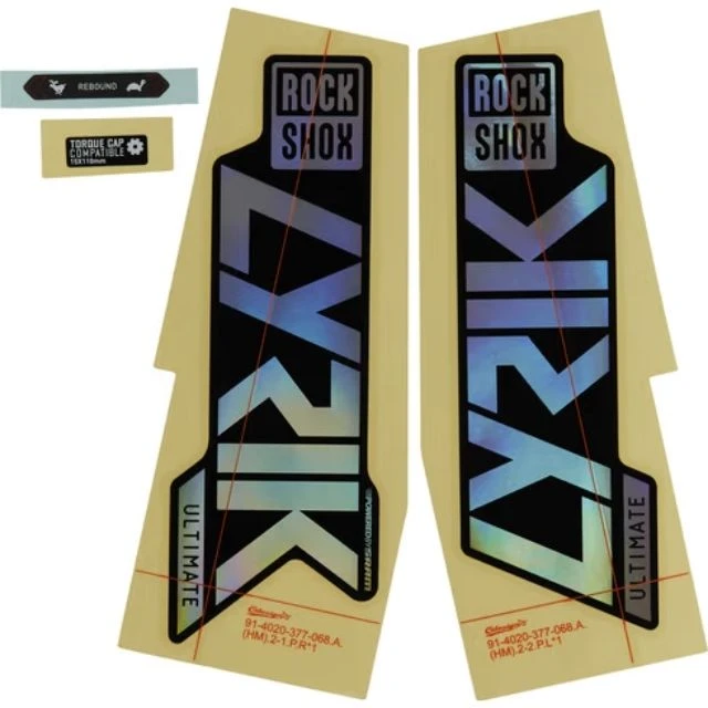 Autocollants Rockshox Lyrik Ultimate arc en ciel et noir