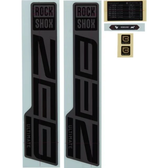 Autocollants Rockshox ZEB Ultimate Flight Attendant gris et noir