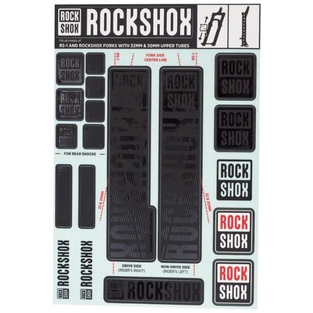 Autocollants Rockshox 30/32mm noir