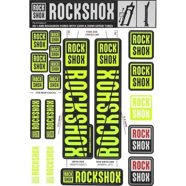 Autocollants Rockshox 30/32mm jaune