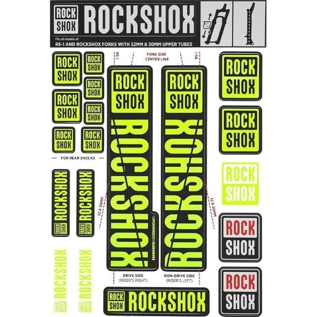 Autocollants Rockshox 30/32mm jaune