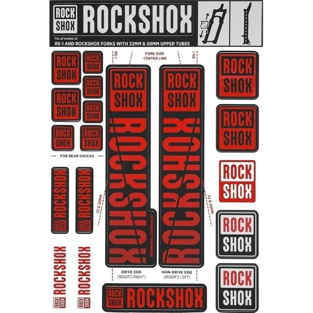 Autocollants Rockshox 30/32mm rouge