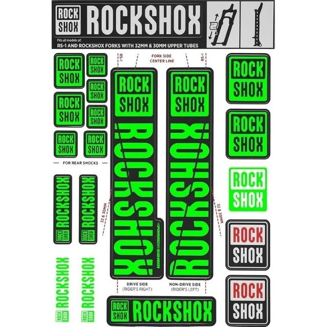 Autocollants Rockshox 30/32mm vert