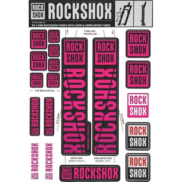 Autocollants Rockshox 30/32mm rose