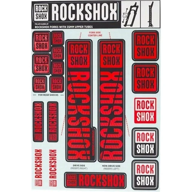 Autocollants Rockshox 35mm rouge