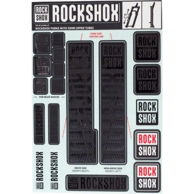 Autocollants Rockshox double té 35mm gris