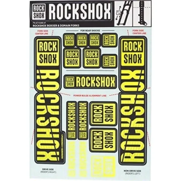 Autocollants Rockshox double té 35mm jaune