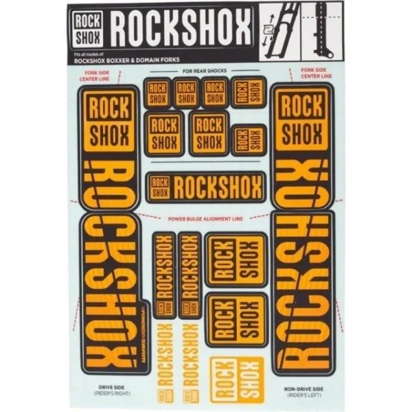 Autocollants Rockshox double té 35mm orange