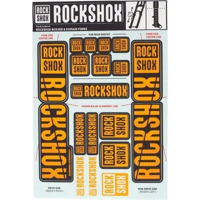 Autocollants Rockshox double té 35mm orange