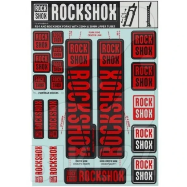 Autocollants Rockshox double té 35mm rouge