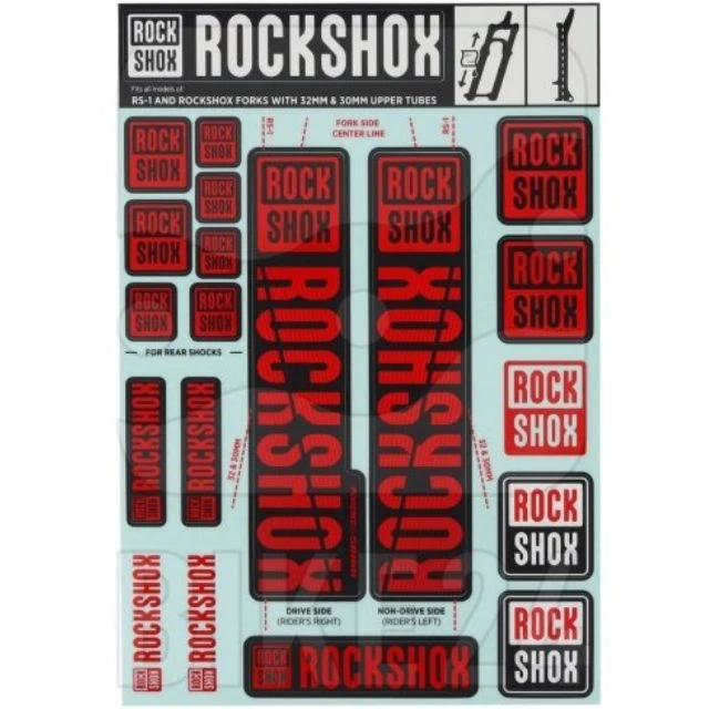 Autocollants Rockshox double té 35mm rouge