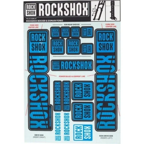 Autocollants Rockshox double té 35mm bleu