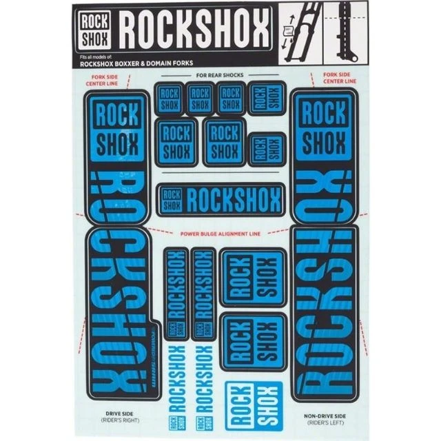 Autocollants Rockshox double té 35mm bleu