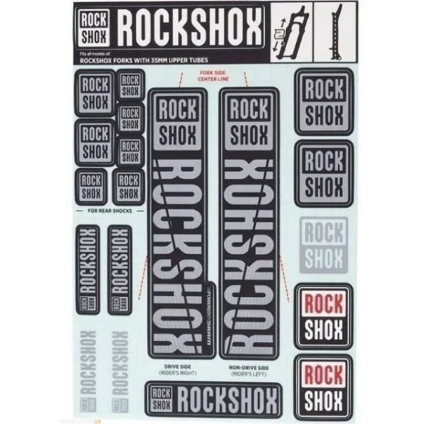 Autocollants Rockshox double té 35mm gris