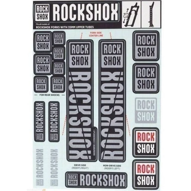 Autocollants Rockshox double té 35mm gris